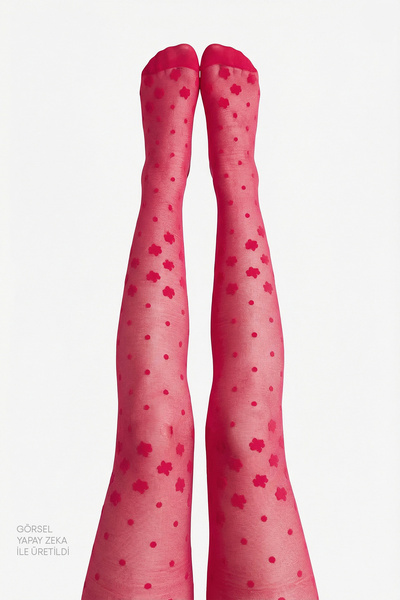 Penti Tango Red Pretty Dotted Daisy Pantyhose