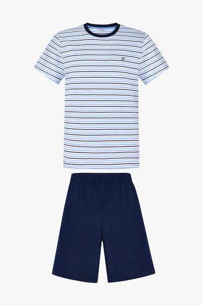 Penti Men's Sail Line Short Sleeve Shorts Pajama Set