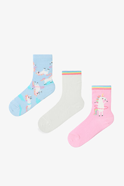 Penti Çok Renkli Kız Çocuk Playful Unicorn 3lü Soket Çorap