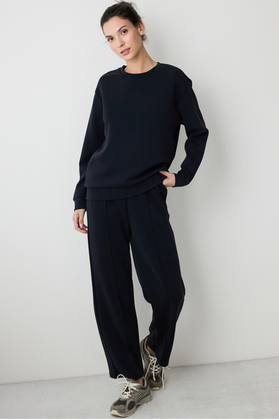 Penti Siyah Bisiklet Yaka Loose Fit Modal Sweatshirt