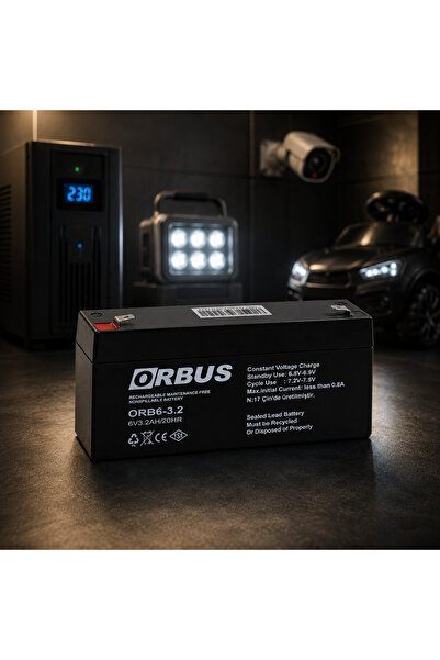 ORBUS 6V 3.2 AH AKÜ KURU TİP 20 HR (KISA) (124*34*60) (0,6 KG) TSE'Lİ