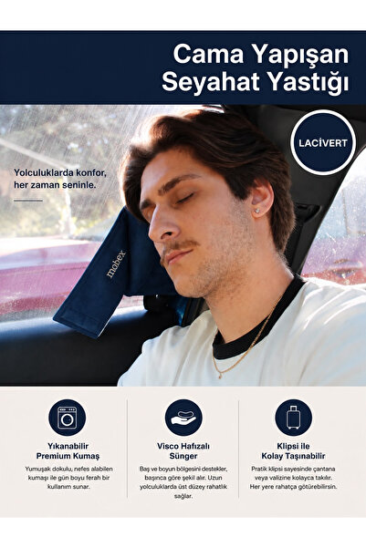 mobex Cama Yapışan Premium Visco Seyahat ve Boyun Yastığı