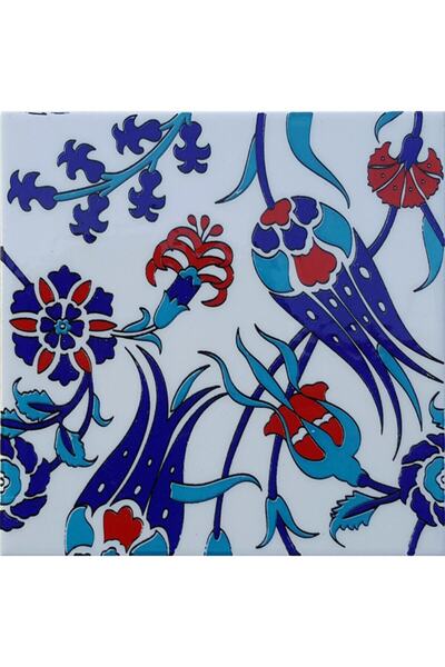 Armada Çini 20x20 Cm Sp 105 Lale Çiçek Desen Kütahya Iznik Çini Karo