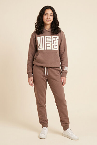 CRASSİ Girl's Tracksuit Set with Hood and Pockets