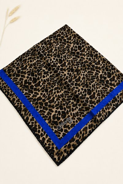 KB Bursa İpek Leopard Pattern Cotton Soft Scarf Hand-Sewn 100X100Cm