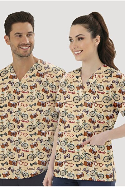 ÇİZGİ MEDİKAL Nostalgia Patterned Single Top (Cotton Lycra Fabric)