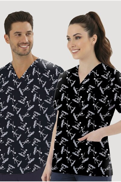 ÇİZGİ MEDİKAL Kayan Ruhlar Patterned Single Top (Cotton Lycra Fabric)