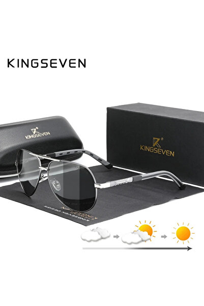 Choice نظارات شمسية رجالية جديدة من KINGSEVEN باللون الذهبي الفوتوكروميكي عال...