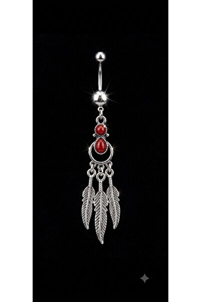 AyçaSilver Otantik Akik Taşlı Göbek Piercing