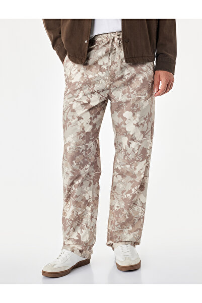 Koton Comfortable Fit Cotton Camouflage Patterned Waist-Tie Jeans
