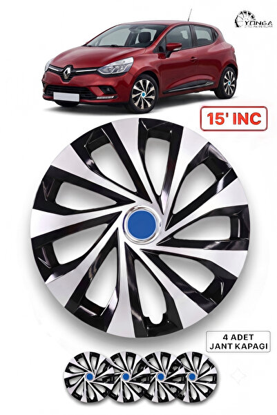 YONGA OTO AKSESUAR RENAULT SYMBOL 15 İnç Jant Kapağı 4'lü Set Siyah Gümüş + 4...