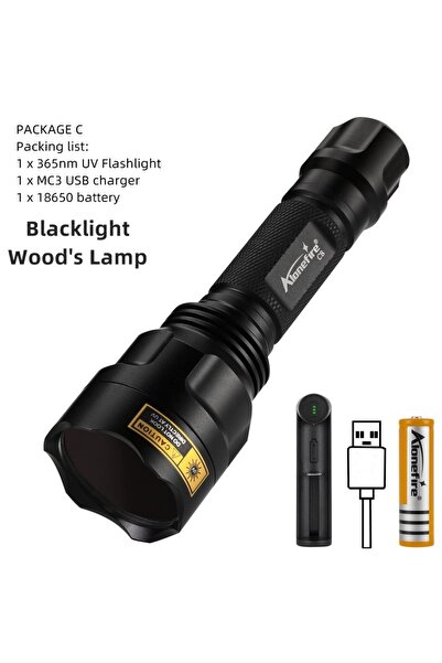 Choice 18650 Lithium Battery black 365nm LGUV 365 395nm LED Flashlight Ultrav...