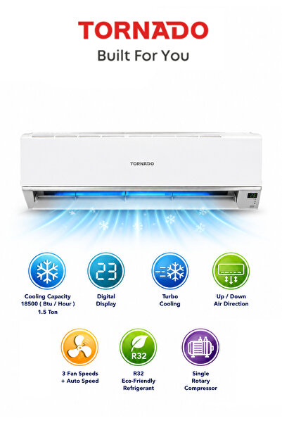 Tornado 1.5 Ton Split Air Conditioner Cool Super Jet 18000 BTU Compressor whi...