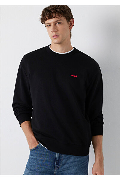 Mavi M0S10643 Logo Printed Men's Sweatshirt Black