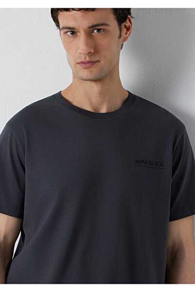 Mavi M0613533 Black Printed T-Shirt Men's T-Shirt Smoked