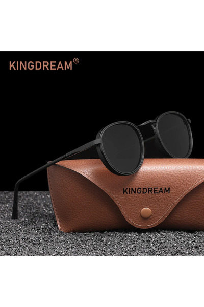 Choice4 Black Gray KINGDREAM Polarized Sunglasses Round Frame Men Women Desig...