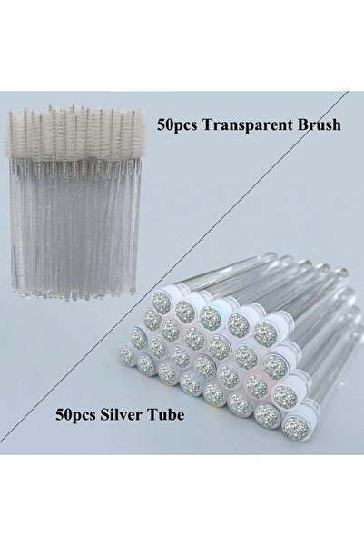 Choice1 50 pcs white Z 50pcs EyeLash Brushes Reusable Eyelashes Brush Tube fo...