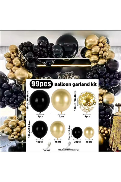 Choice Other Black Gold 99pcs Black Gold Balloon Wreath Arch Set, Suitable fo...