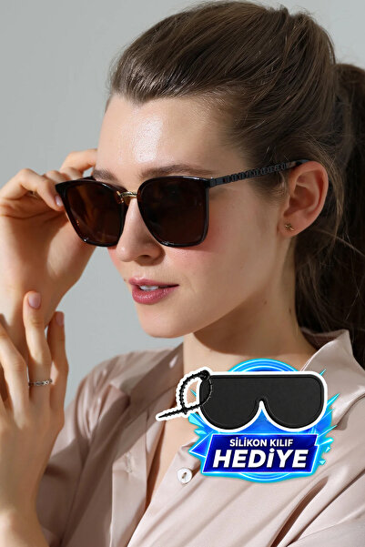MİLANO KORS Women's Brown Frame Brown Glass Sunglasses with Handle Detail