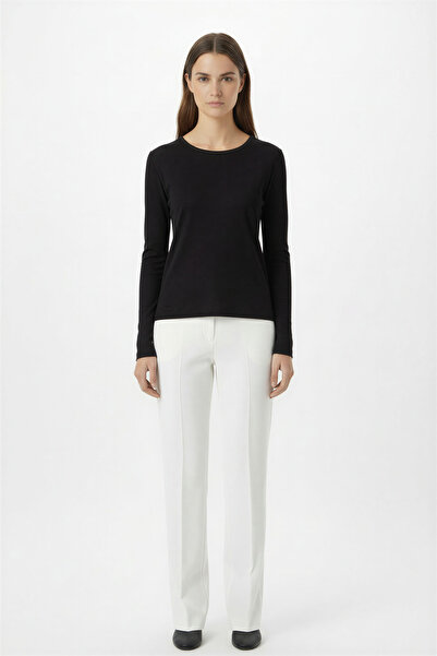 Silk and Cashmere Siyah Marina İpekli Yuvarlak Yaka Bluz