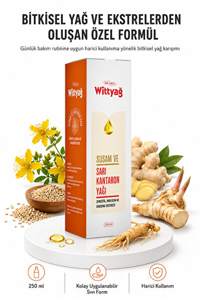 DR HADI Wittyağ 250ml Bitkisel Masaj Yağı | Sarı Kantaron / Ginseng & Zencefi...