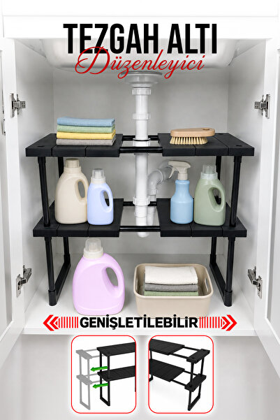 naturelove 2-Tier Adjustable Expandable Undercounter Organizer Shelf Bathroom...