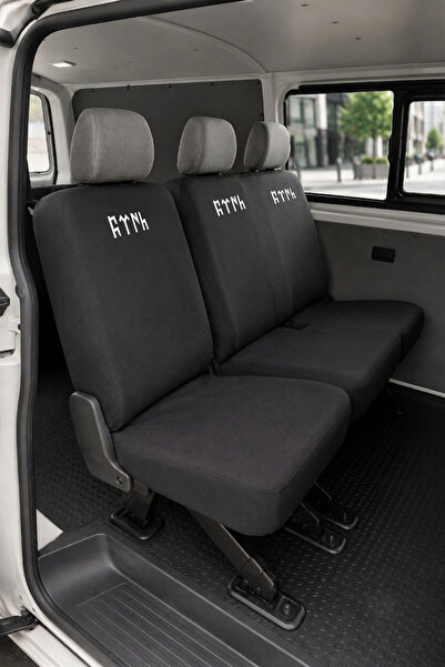 Antwax Volkswagen Transporter 5+1 - Siyah Penye Oto Koltuk Kılıfı - TURK Baskılı