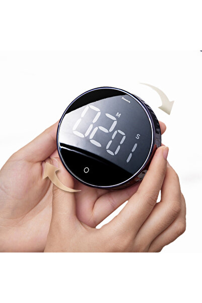 Baseus Black Magnetic Kitchen Timer Digital Timer Manual Countdown Alarm Cloc...