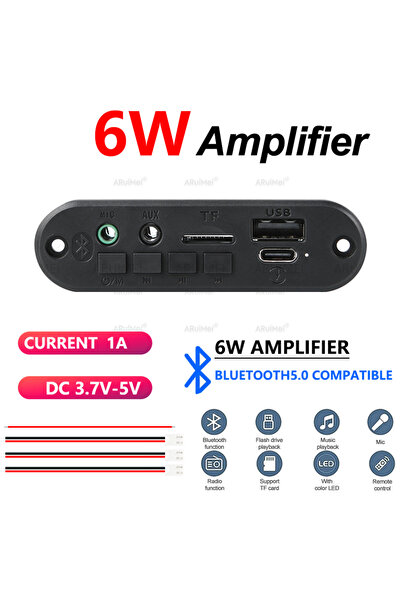 Choice 1PCS 2x3W Bluetooth 5.0 Amplifier Kit with Black Case & Remote DC 8-24...