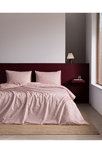 Madame Coco Eleonore Double Cotton Printed Sheet and Duvet Cover Set - Powder