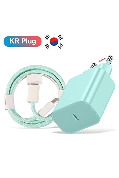 Choice KR Green With Cable 20W PD Korean USB C Type C Charger For iPhone 15 F...