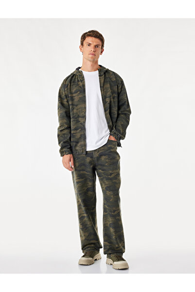 Koton Comfortable Fit Cotton Pocketed Camouflage Patterned Baggy Jean Trousers