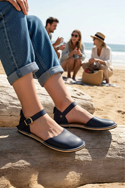 Bodhi Handcraft Kadın Hakiki Deri Minimalist Barefoot Günlük Sandalet Laciver...