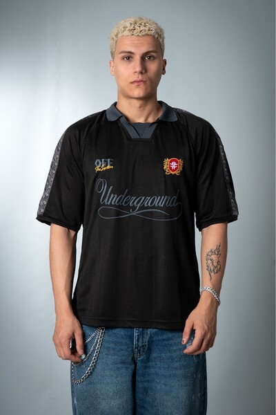 Plus Eighteen The Underground Polo Yaka Black Men's Football Jersey