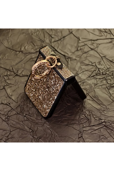 Choice For flip5 Gold Artificial Diamond-Plated Ring Buckle Phone Case for Z ...