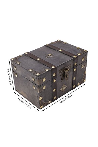 Choice As picture Retro Wooden Treasure Chest Vintage Jewelry Storage Box wit...