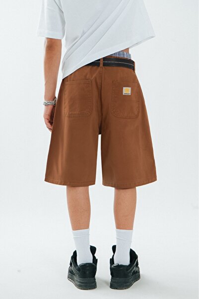 UKHWD SUPPLY Brown Gabardine Baggy Jean Men's Shorts Jorts