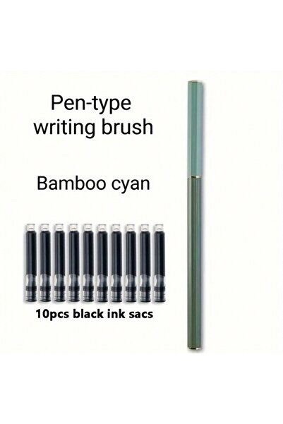 choice2 Green 1 Metal Pen-Style Brush + 10 Black Ink Cartridges, Suitable for...