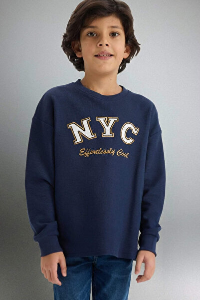 DeFacto Oversize Wide Fit Crew Neck Printed Long Sleeve T-Shirt Boys G6171A826Sp