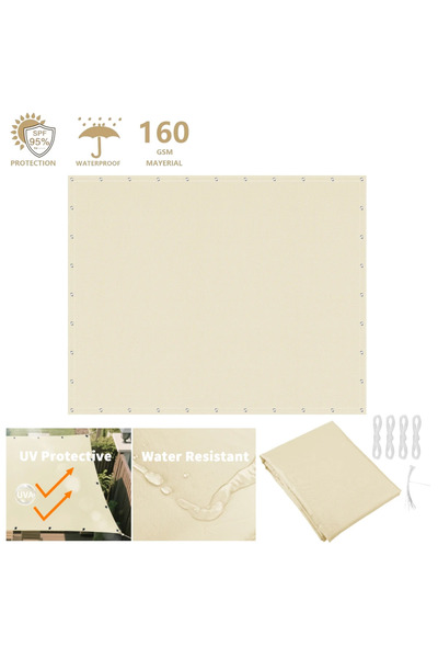 Choice 3x4M Beige Waterproof Awning 95%UV Block Sun Shade Sail Garden Privacy...