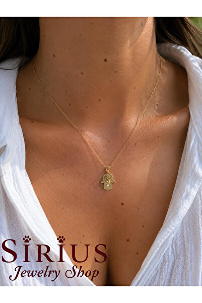 sirius jewelry 925 Ayar Gümüş Kişiselleştirilebilir Harfli Hamsa Kolye