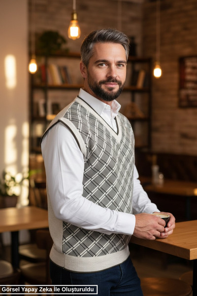 Kamalı Erkek Krem Tüylenme Yapmayan Anti Pilling Kumaş Standart Fit Normal Ke...