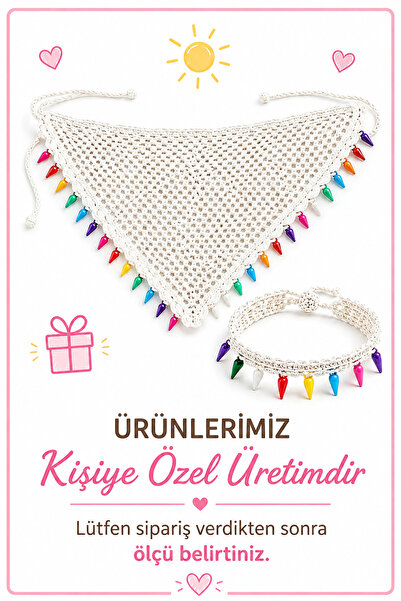 NEHOLİA Women's Hand Knitted Triangle Bandana Anklet Foot Bracelet Gift Bohem...