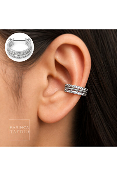 Karınca Piercing Rhodium Halka Nipple Göğüs Ucu Conch Orbital Piercing Su Taş...