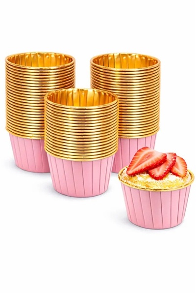 Kitchen Beauty 20 Adet Gold Cupcake Kapsülü Muffin Kalıbı Pembe Gold Metalik ...
