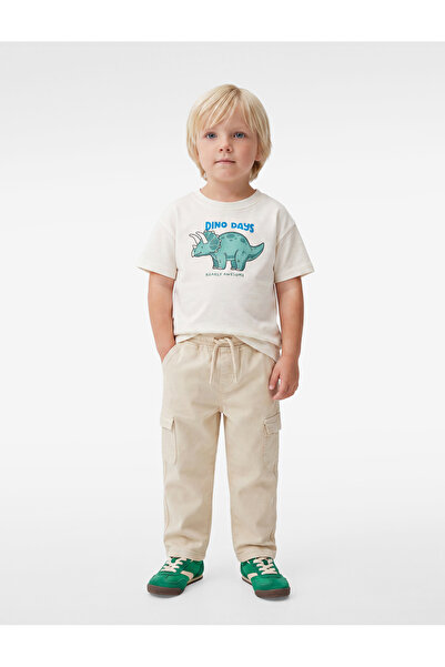 Koton Dinosaur Printed Cotton Ecru Baby Boy Shirt 6Smb10174Tk