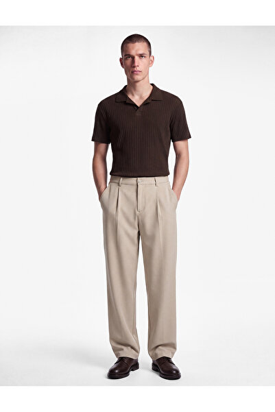 Koton Comfortable Fit Pocketed Viscose Blend Pleated Fabric Barrel Trousers