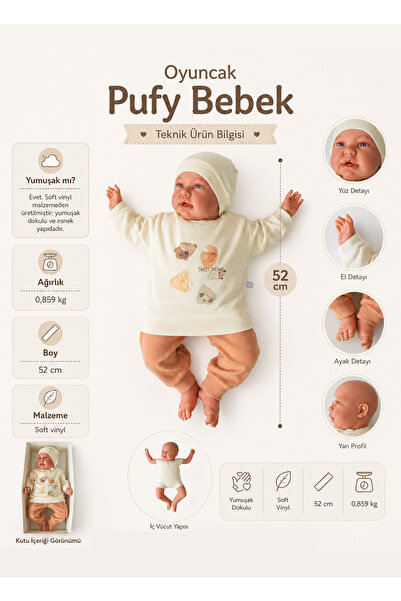 kitikate Pufy Oyuncak Bebek - 52 CM