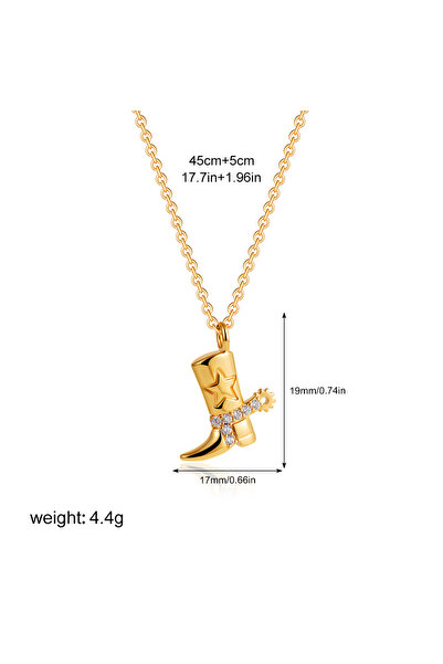 Choice3 T244 Stainless Steel 18K Gold-Plated Zirconium Inlaid Denim Boots, St...