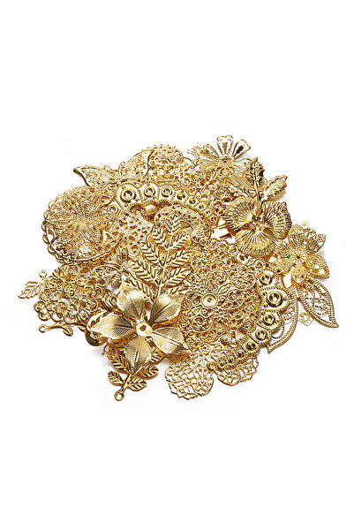Choice Gold 50g/lot Mixed Metal Flower Leaves Filigree Wraps Connectors Penda...